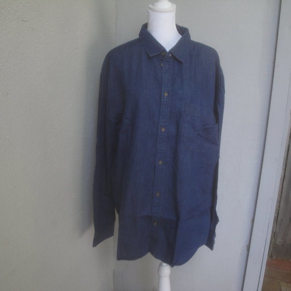 Cheap Monday Shirt Denim Long Sleeve Men's Dark Blue Size XL - Picture 2 of 6